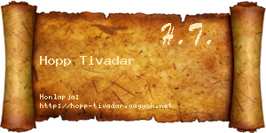 Hopp Tivadar névjegykártya
